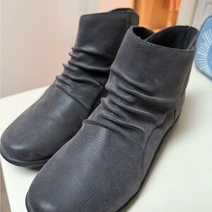 Clarks Wrinkled Charcoal Ankle Booties